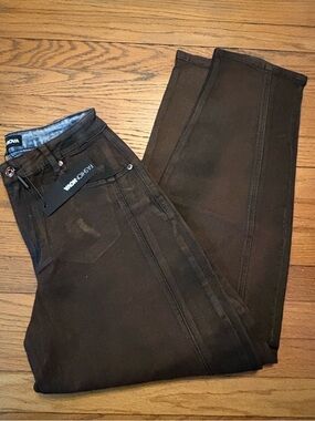 NWT-FASHION NOVA Dark Brown Coated Barrel High-Rise denim